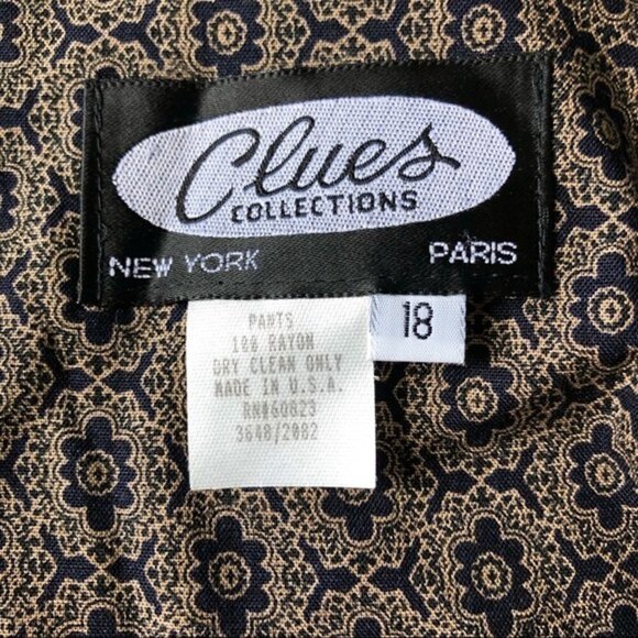 Vintage 80s Clues Collection Baroque Print Duster Robe Jacket Navy Tan XL - Picture 7 of 14